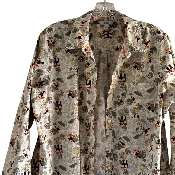 Croft & Barrow Size XL Tropical Toucan Cotton Print Button-Up Women Shirt - Picture 2 of 9